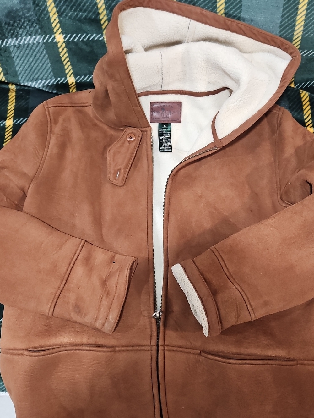 Lauren Cozy Hooded Faux-Suede Jacket in Brown